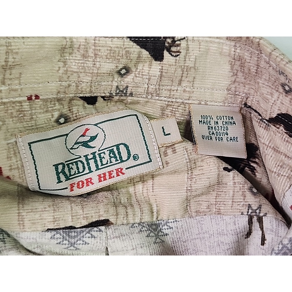 Vintage Red Head for Her Womens Large Corduroy 90s Horse Shirt Western Rodeo - Picture 6 of 8